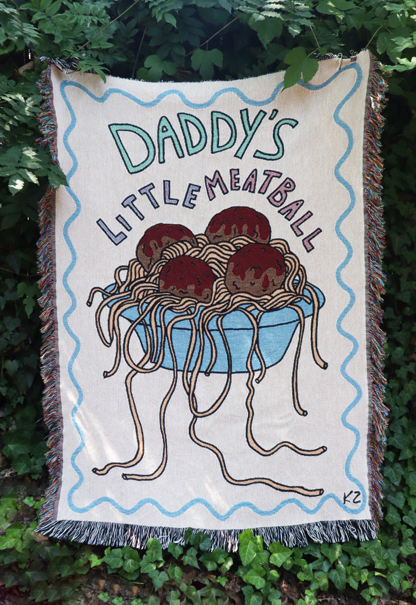 Daddy's Little Meatball Woven Blanket For A Limited Time! Kate