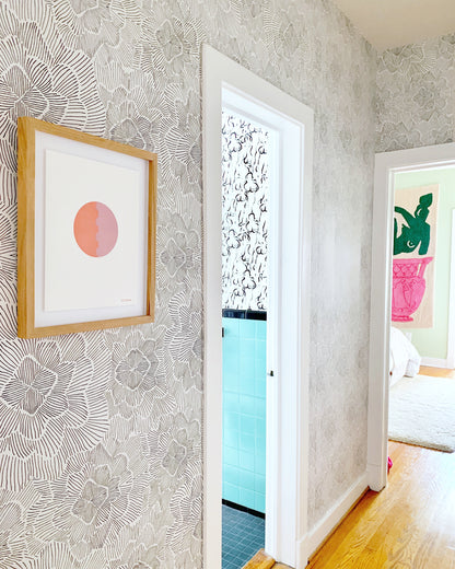Pinstripe Floral Wallpaper