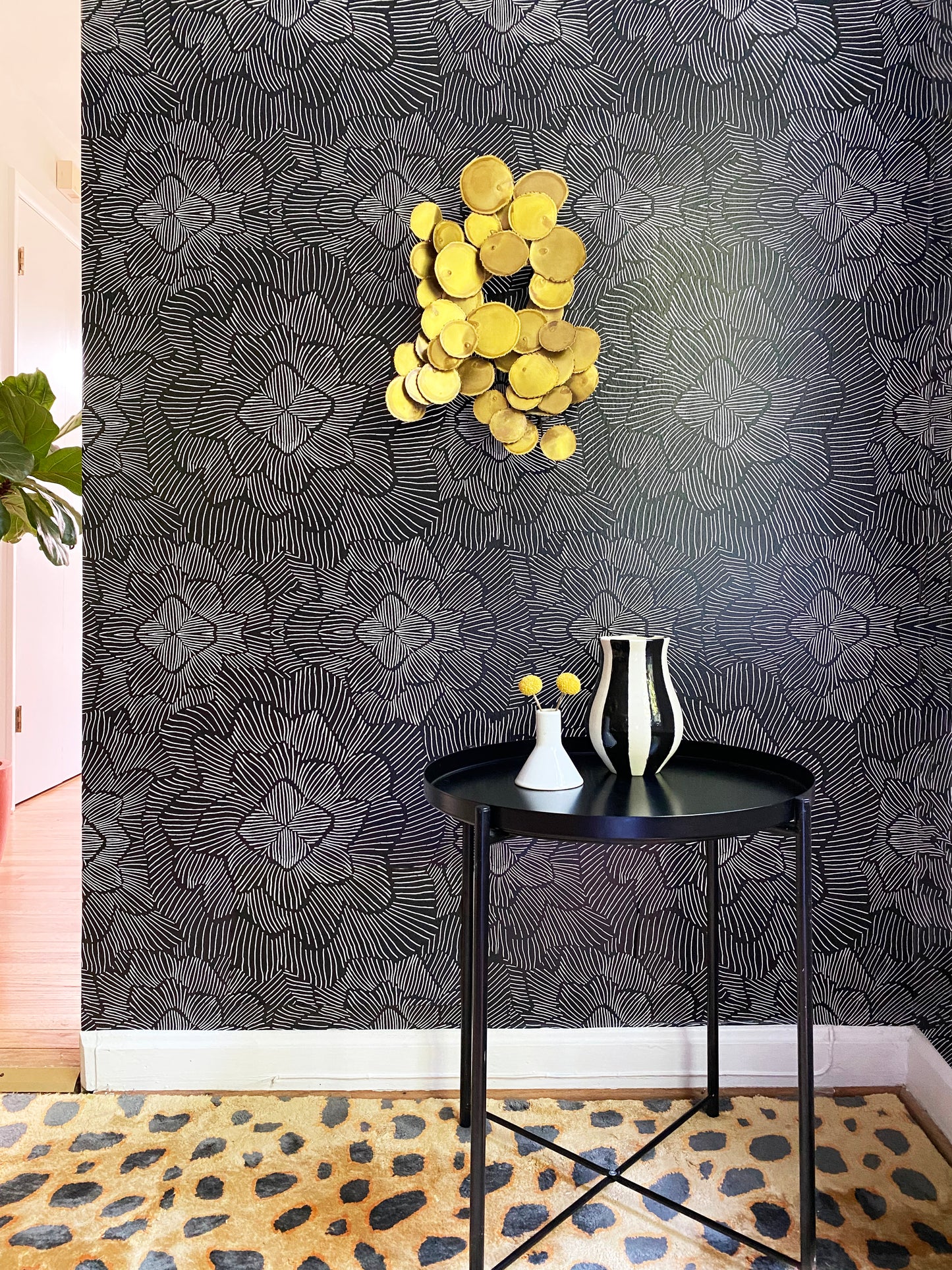 Pinstripe Floral Wallpaper