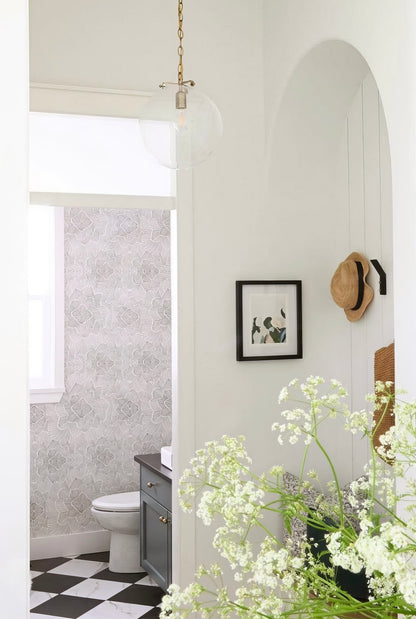 Pinstripe Floral Wallpaper