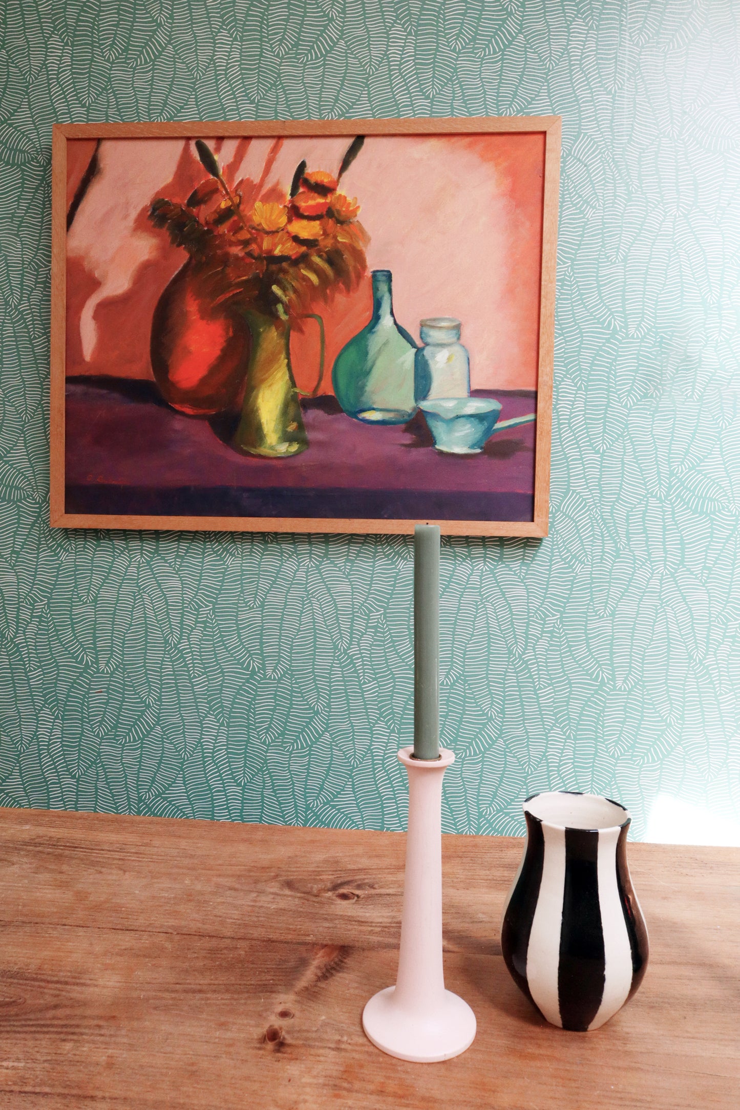 Pinstripe Botanical Wallpaper