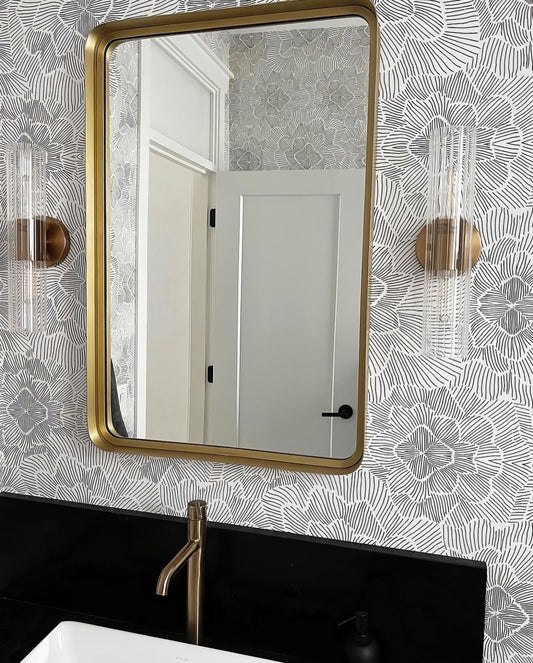 Pinstripe Floral Wallpaper