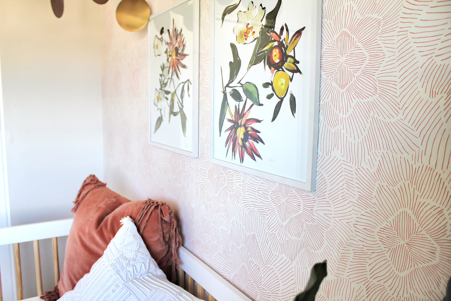 Pinstripe Floral Wallpaper